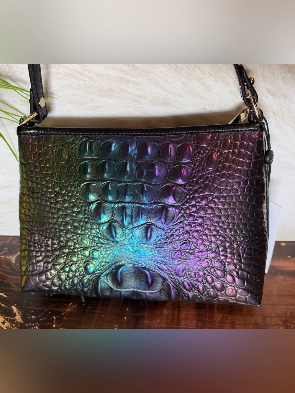 FIRM >>> BRAHMIN LORELEI MULTI LABYRINTH Metallic Ombre leather shoulder Bag NWT - Picture 9 of 12